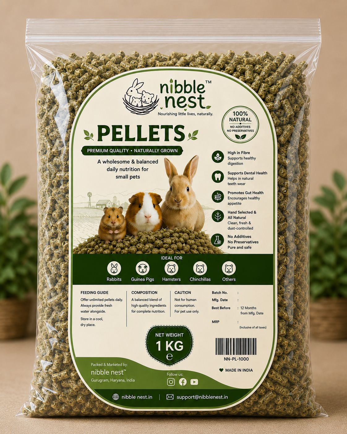 Nibble Nest Timothy Pellets for Hamsters – 1 KG - Image 2