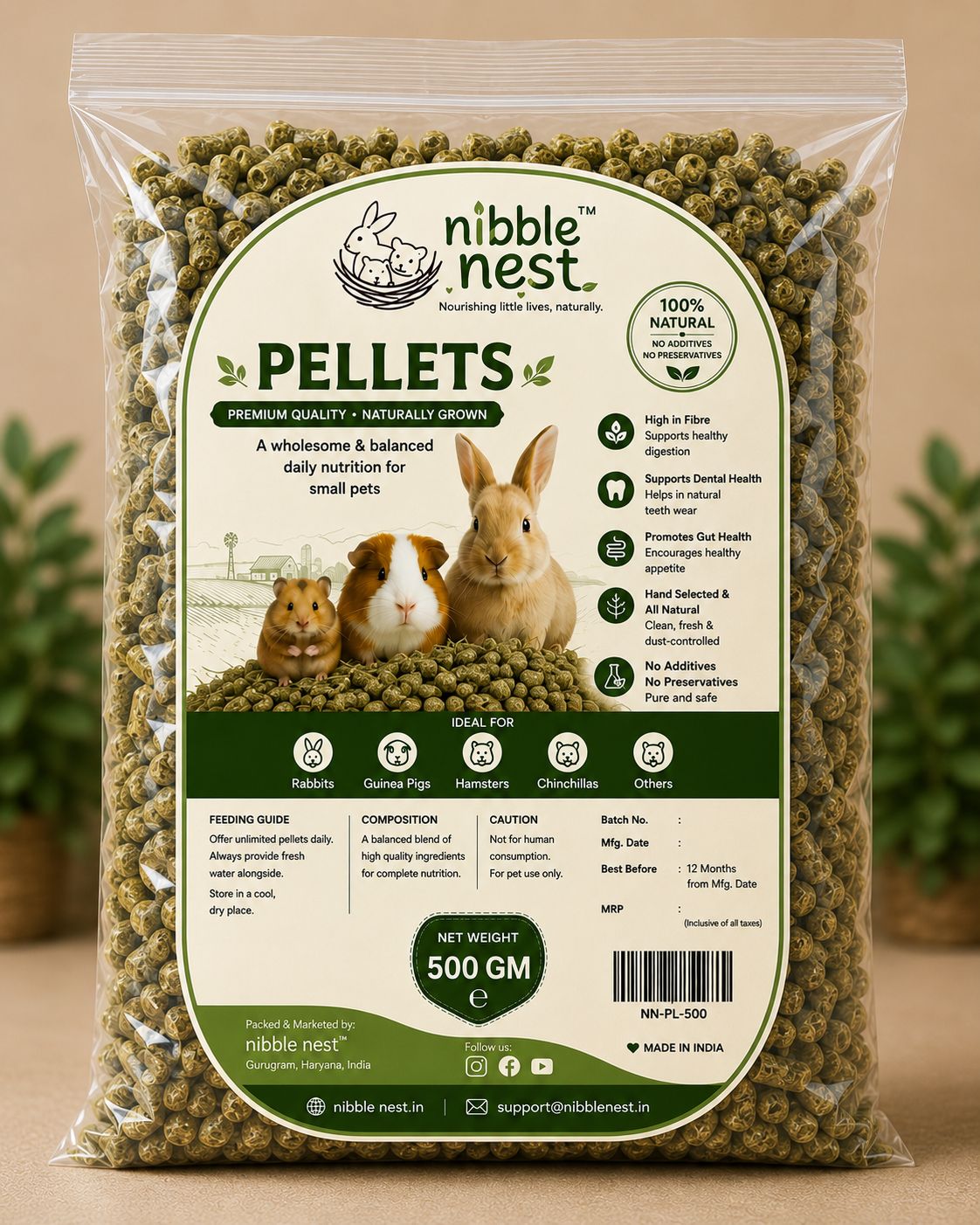 Nibble Nest Timothy Pellets for Hamsters – 1 KG